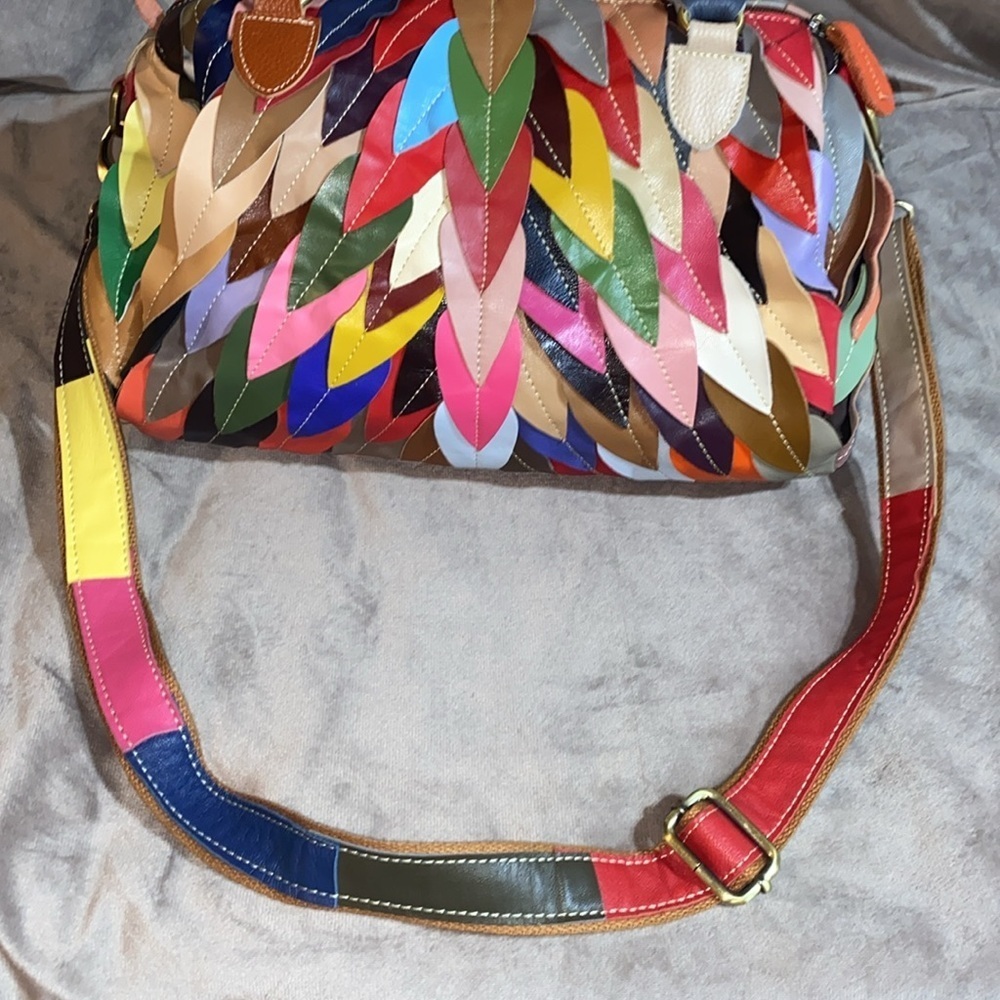 Agueda Leather Multicolored Shoulder Bag - Picture 6 of 12